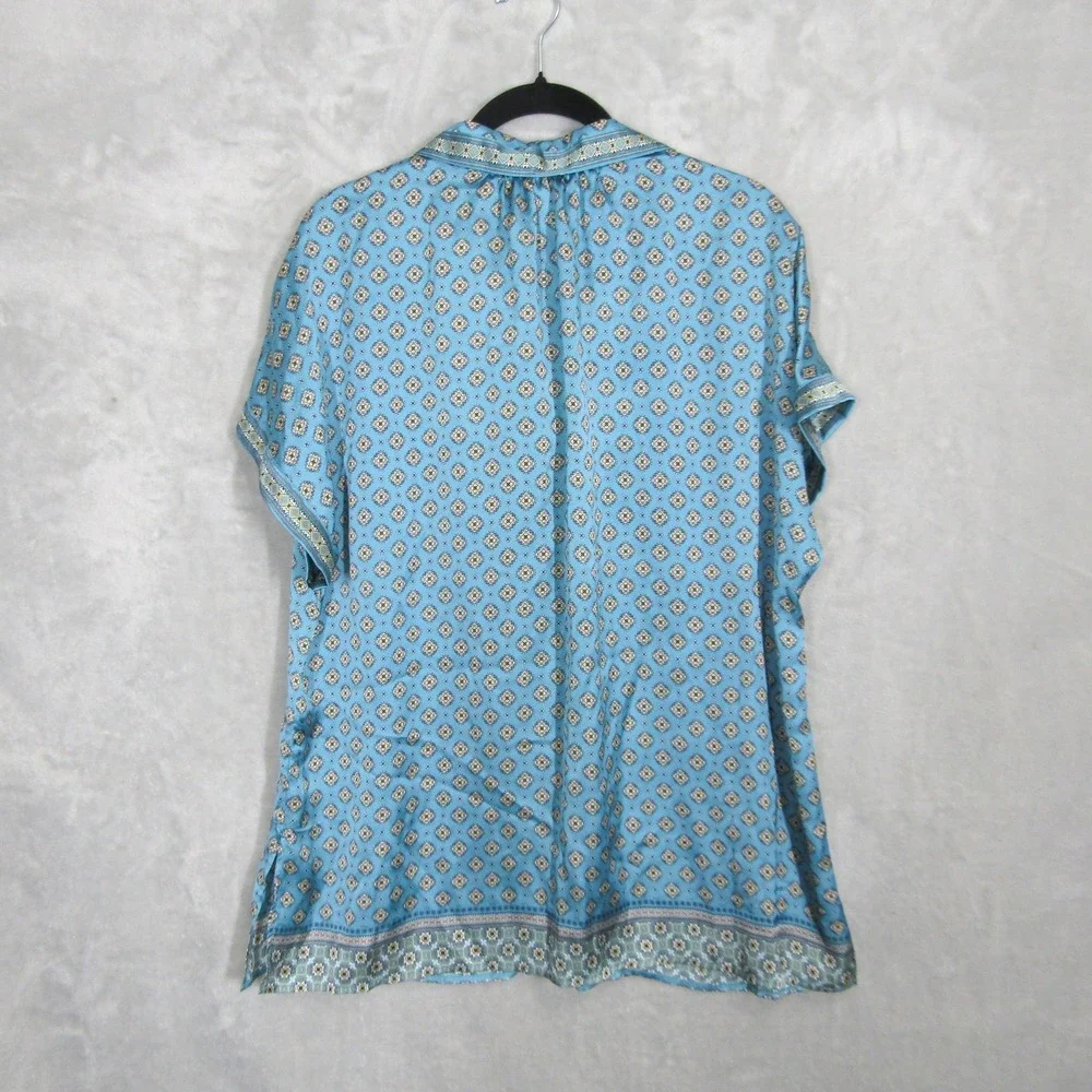 Max Studio Women's XL Set Pajamas Teal Blue Paisley Print Top Pants Lounge New